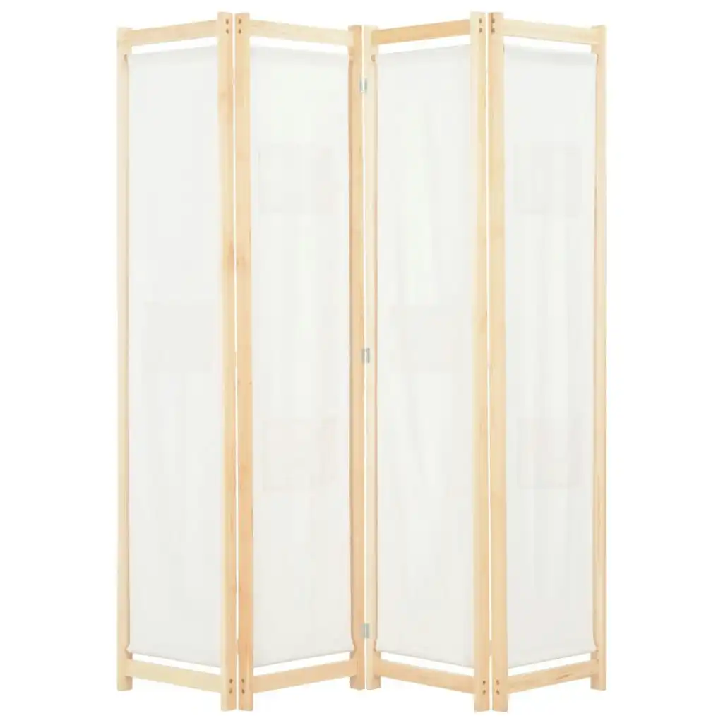 4-Panel Room Divider Cream 160x170x4 cm Fabric 248173