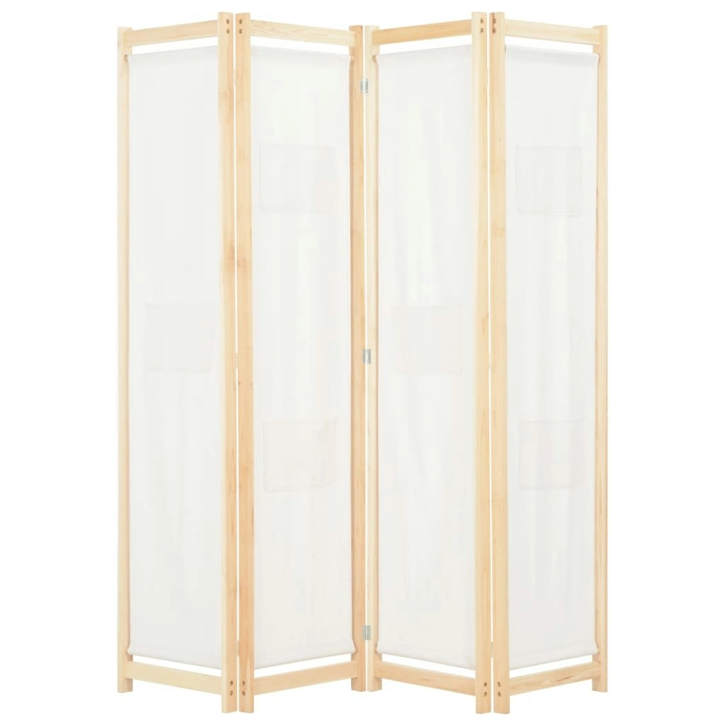 4-Panel Room Divider Cream 160x170x4 cm Fabric 248173