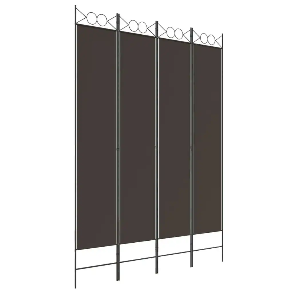 4-Panel Room Divider Brown 160x220 cm Fabric 350167