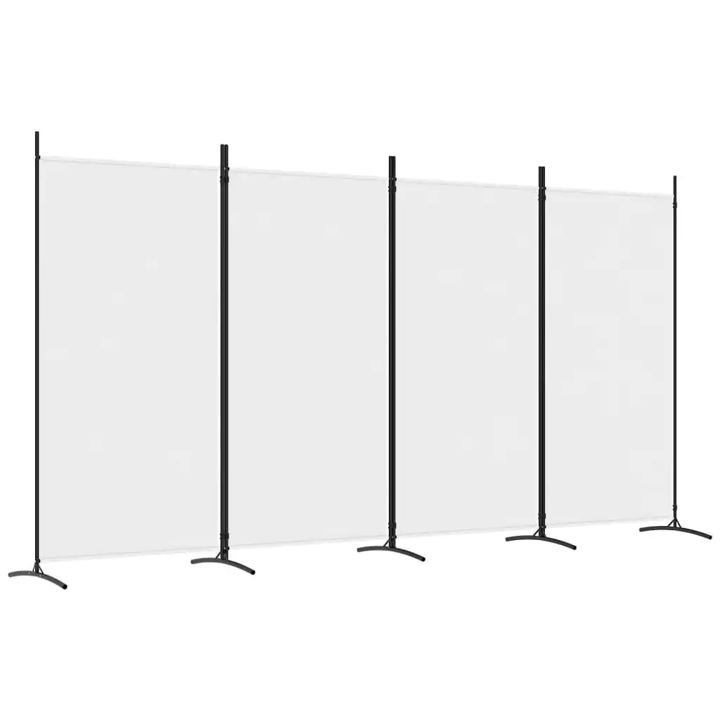 4-Panel Room Divider White 346x180 cm Fabric 350262