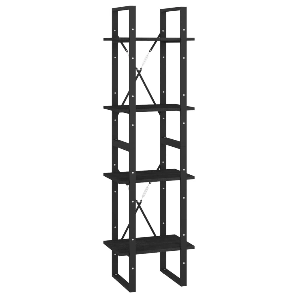 4-Tier Book Cabinet Black 40x30x140 cm Solid Pine Wood 806426