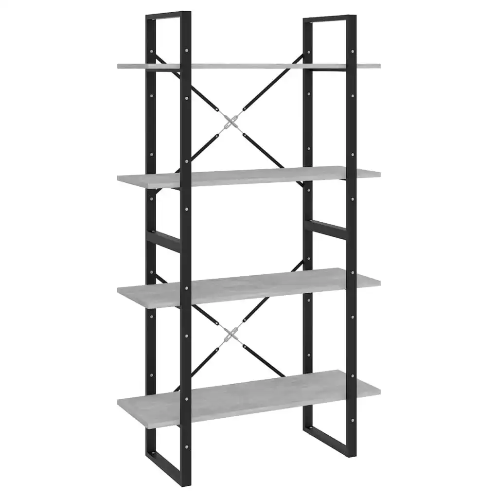 4-Tier Book Cabinet Concrete Grey 80x30x140 cm Engineered Wood 806461