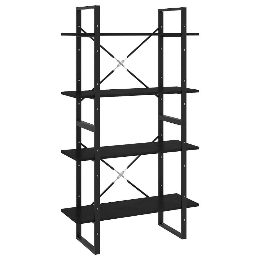 4-Tier Book Cabinet Black 80x30x140 cm Solid Pine Wood 806466