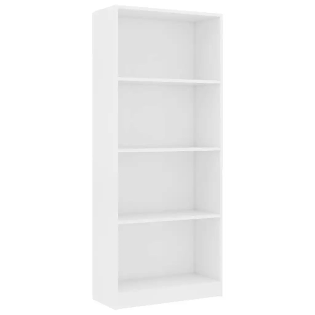 4-Tier Book Cabinet White 60x24x142 cm Engineered Wood 800873