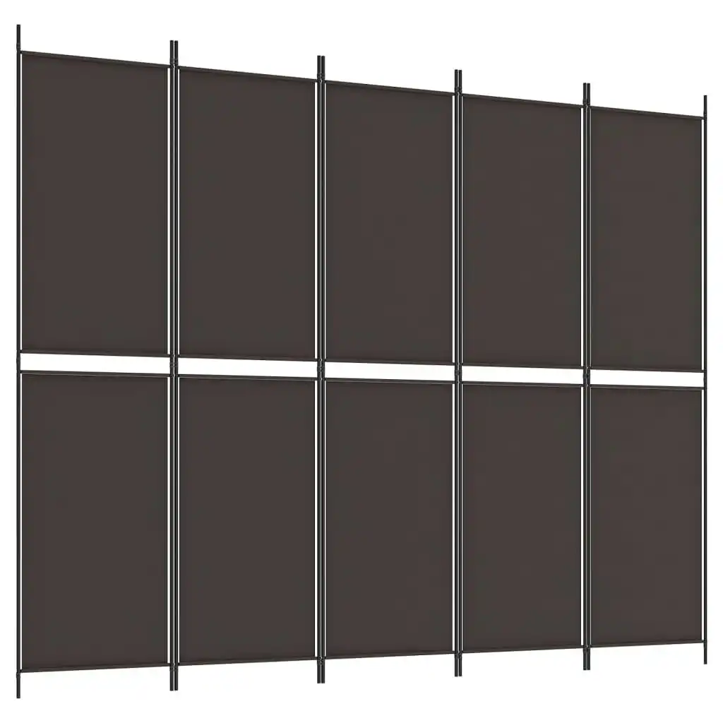 5-Panel Room Divider Brown 250x200 cm Fabric 350235