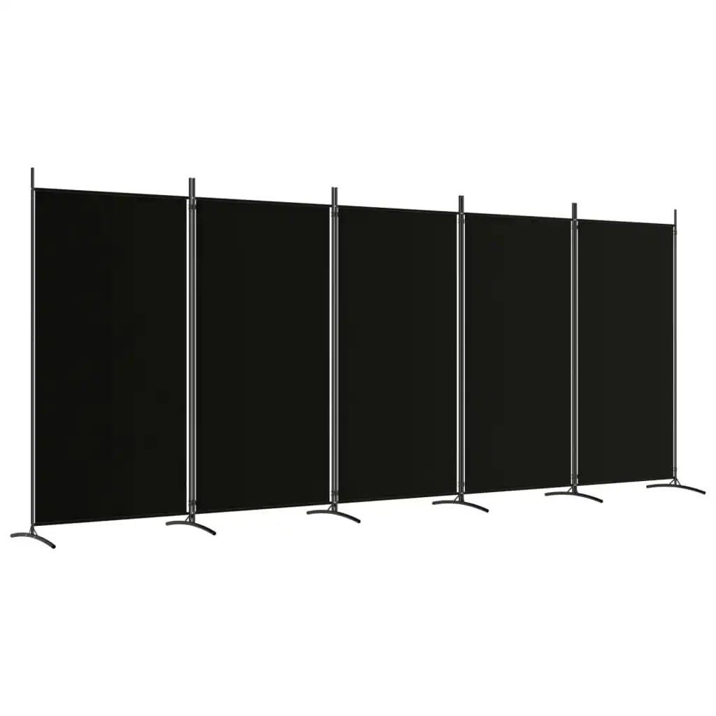 5-Panel Room Divider Black 433x180 cm Fabric 350269