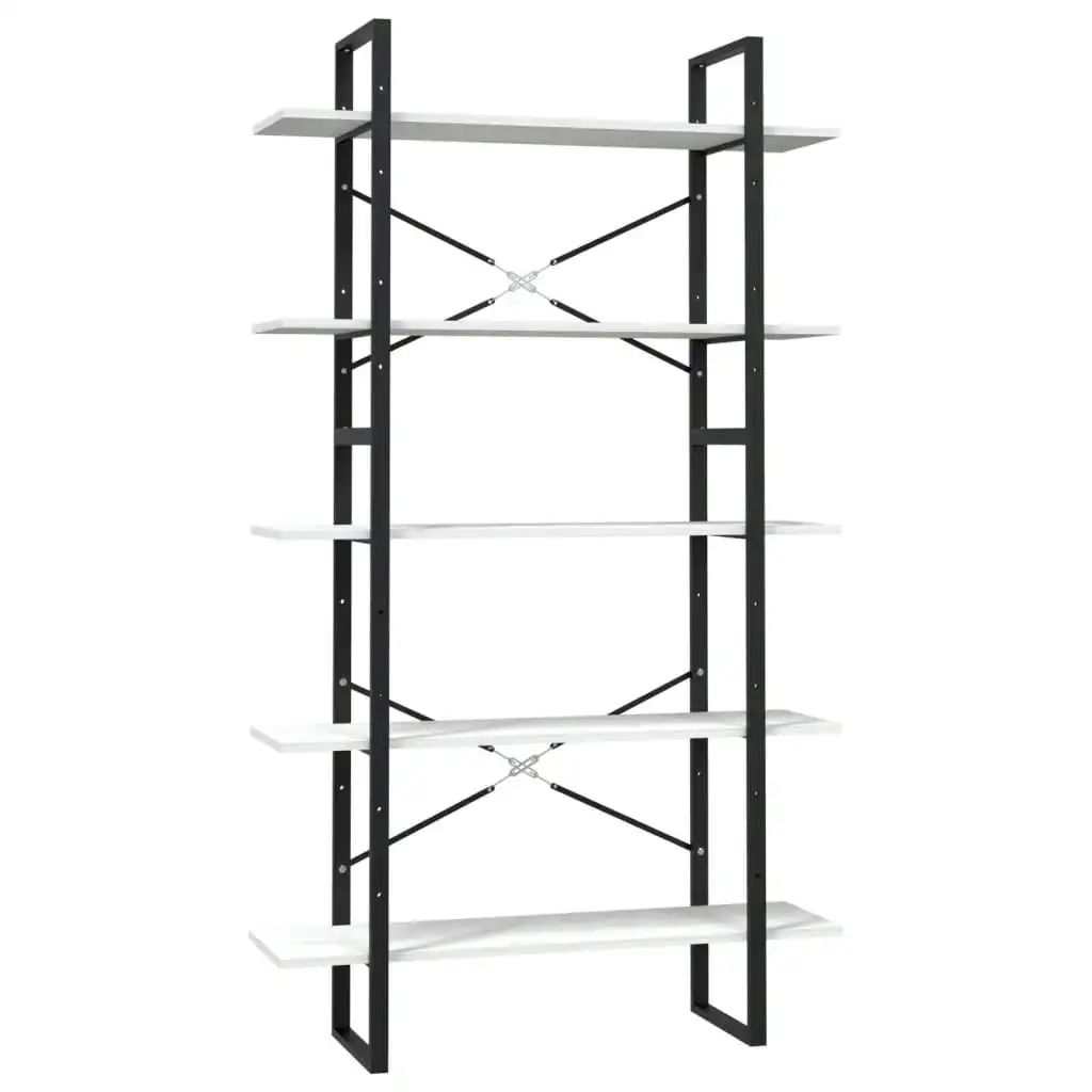 5-Tier Book Cabinet White 100x30x175 cm Pinewood 3082004