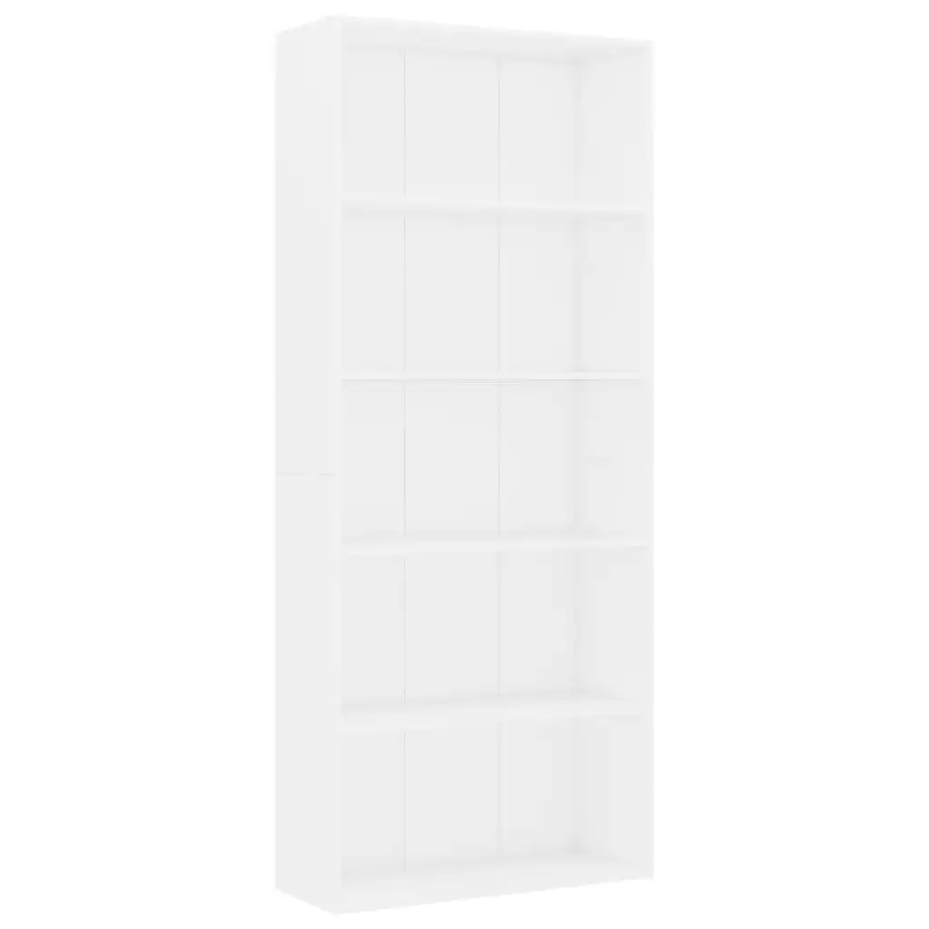 5-Tier Book Cabinet White 80x30x189 cm Engineered Wood 801026