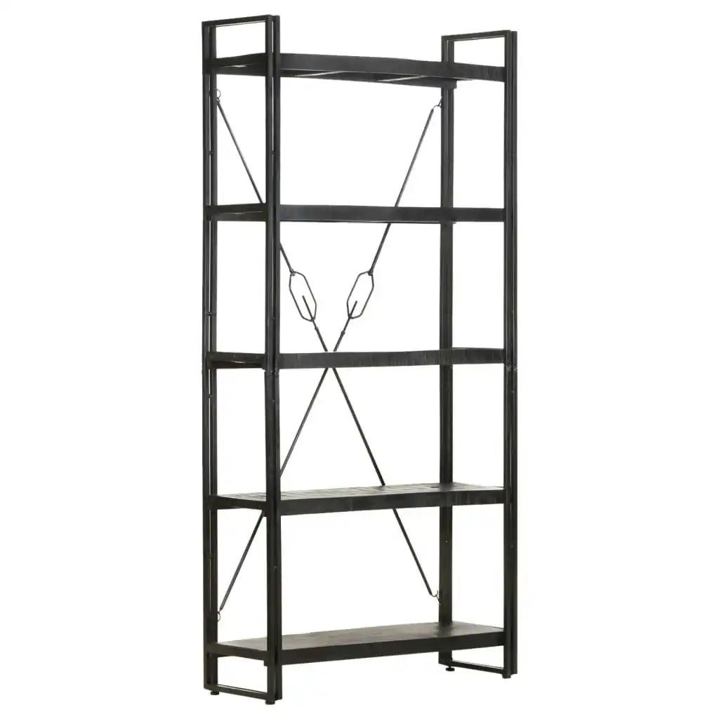 5-Tier Bookcase Black 90x30x180 cm Solid Mango Wood 320622