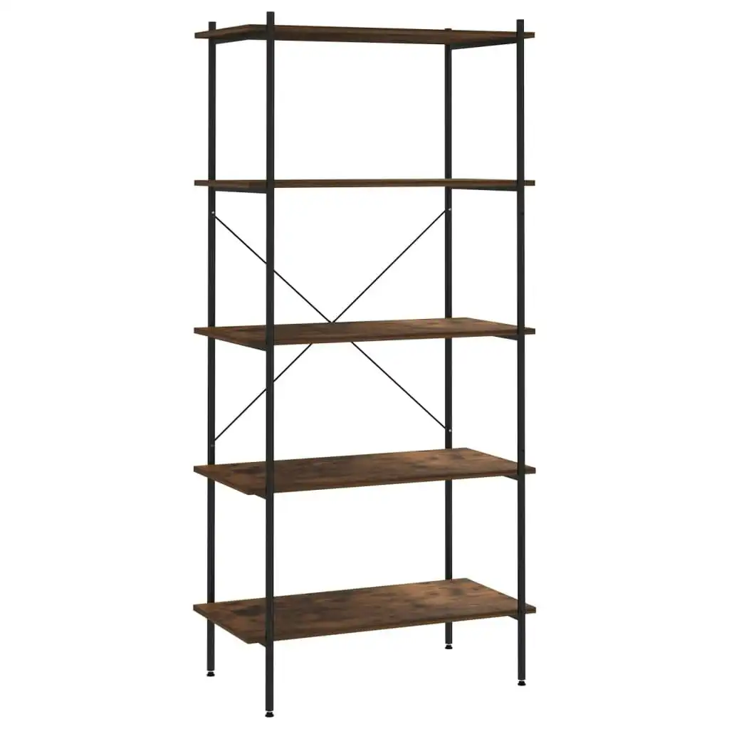 5-Tier Shelving Unit Black and Dark Wood 80x40x163 cm 336349