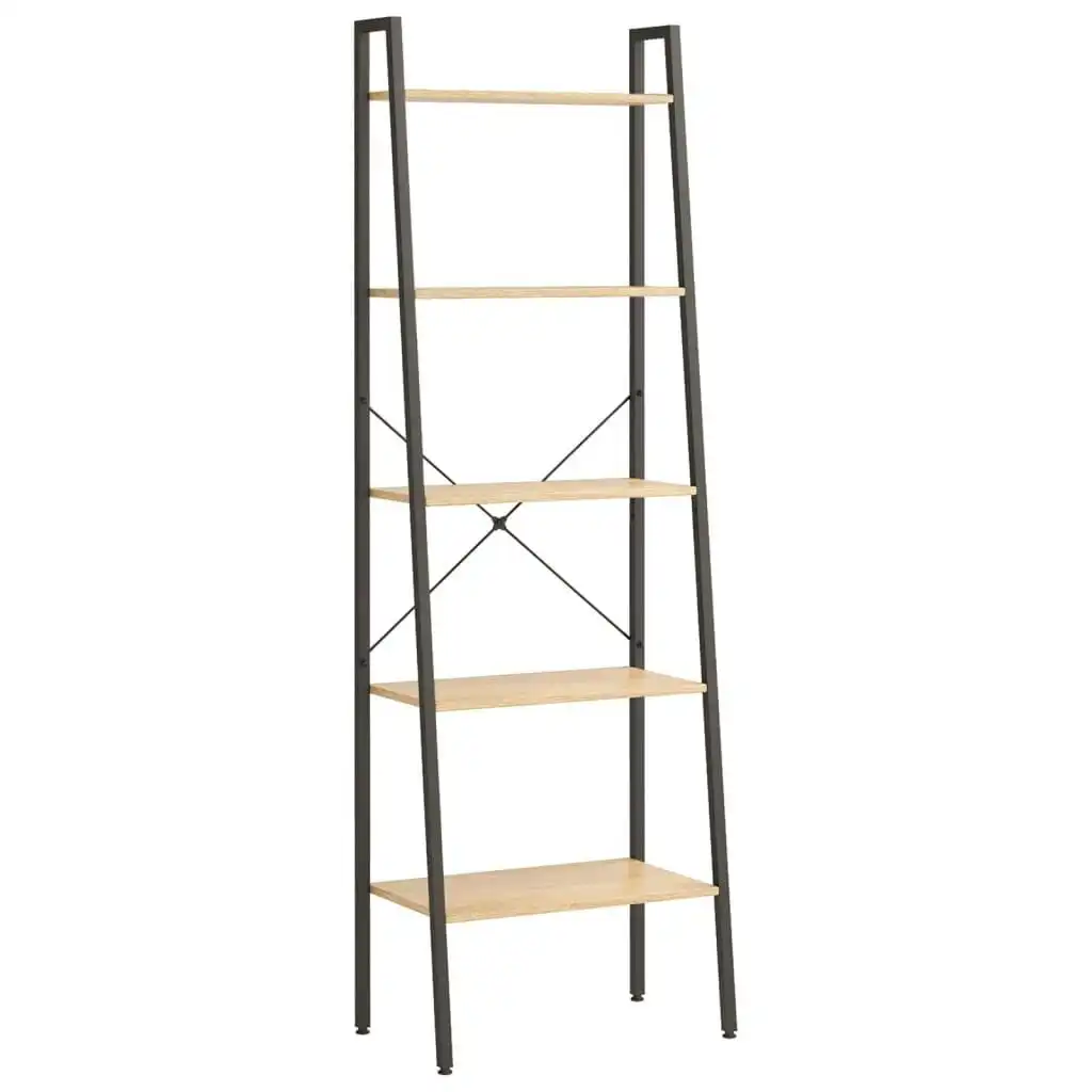 5-Tier Standing Shelf Light Brown and Black 56x35x174 cm 336367