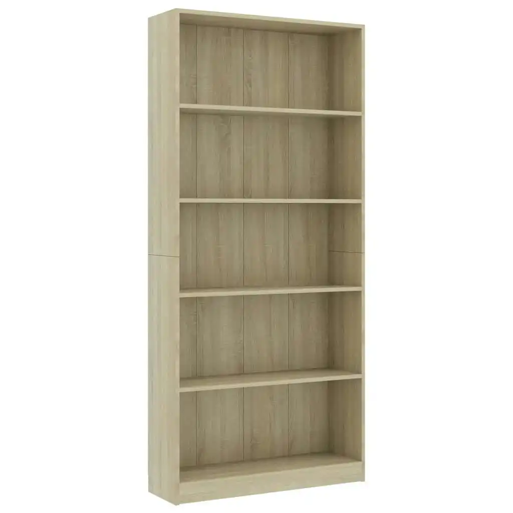 5-Tier Book Cabinet Sonoma Oak 80x24x175 cm Engineered Wood 800921