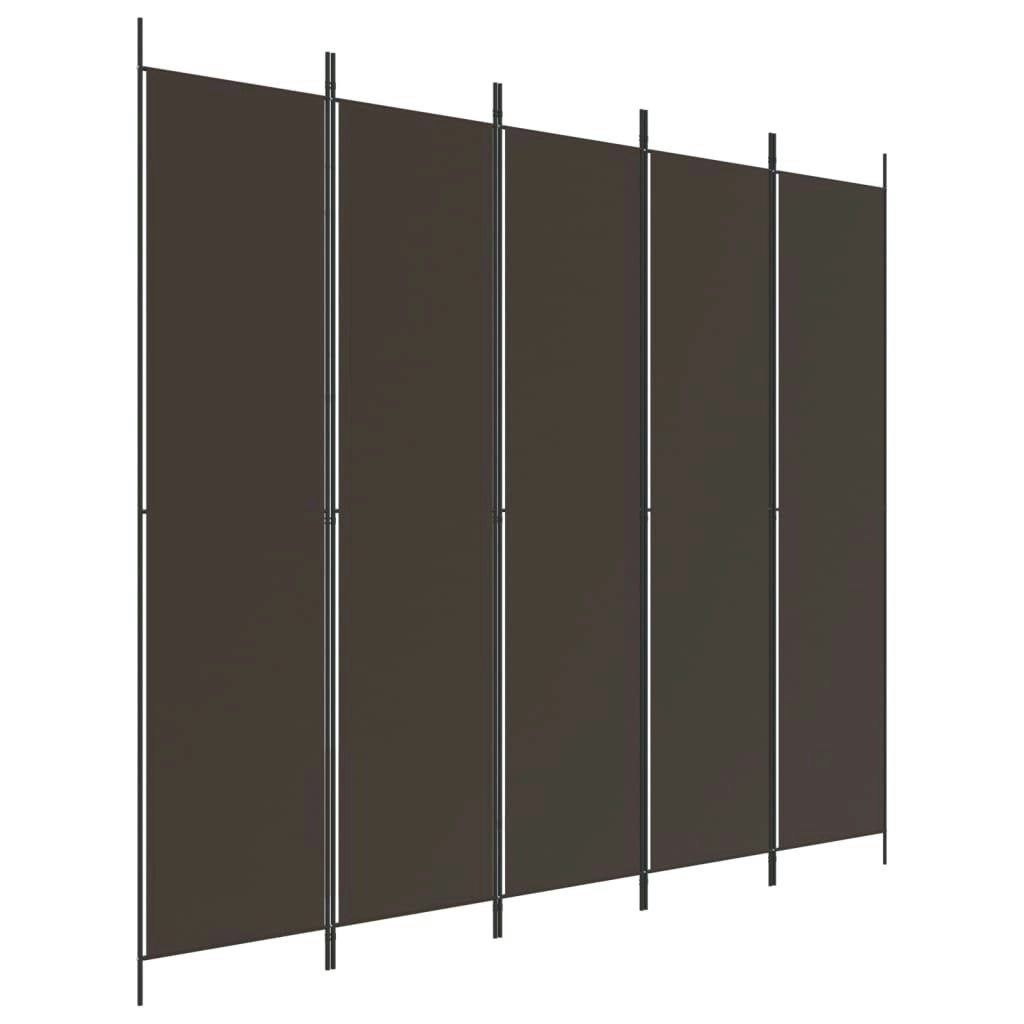 5-Panel Room Divider Brown 250x220 cm Fabric 350203