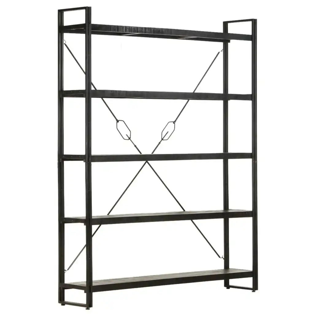 5-Tier Bookcase Black 140x30x180 cm Solid Mango Wood 320621