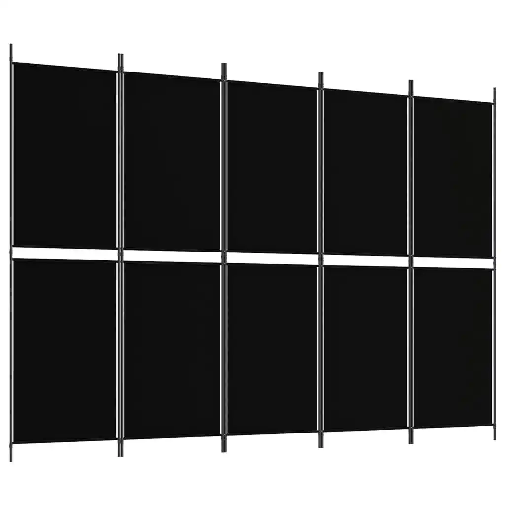 5-Panel Room Divider Black 250x180 cm Fabric 350221