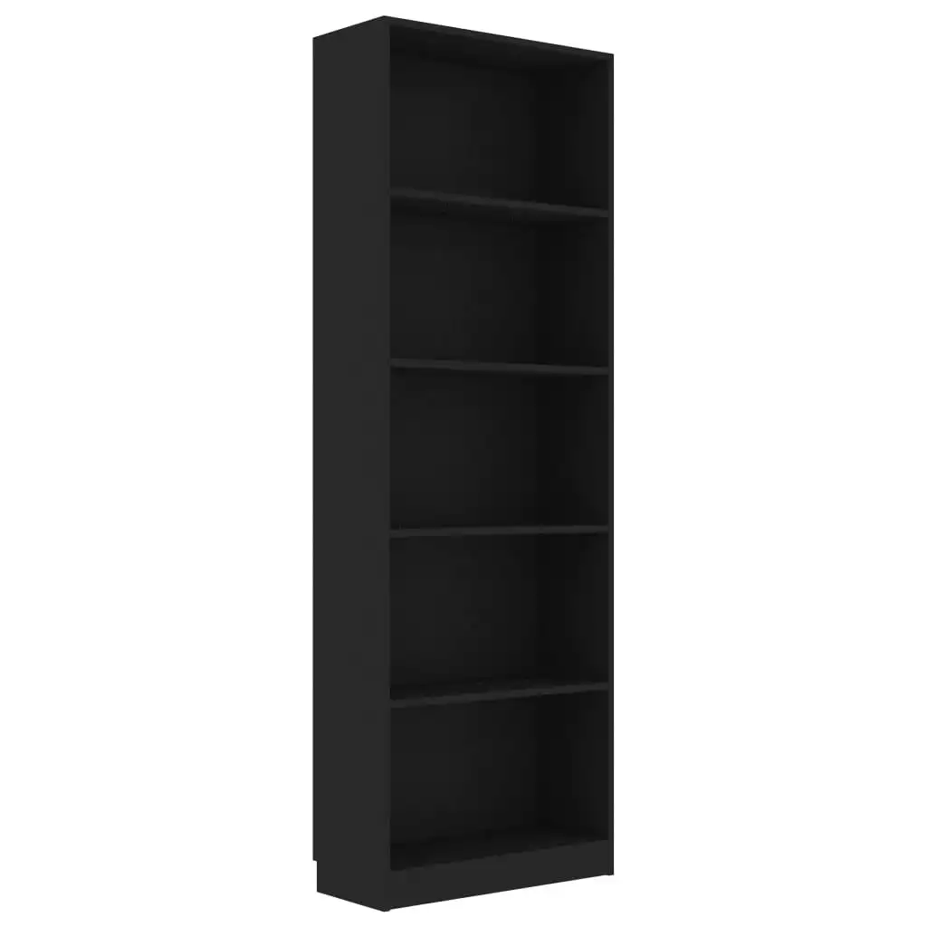 5-Tier Book Cabinet Black 60x24x175 cm Engineered Wood 800883