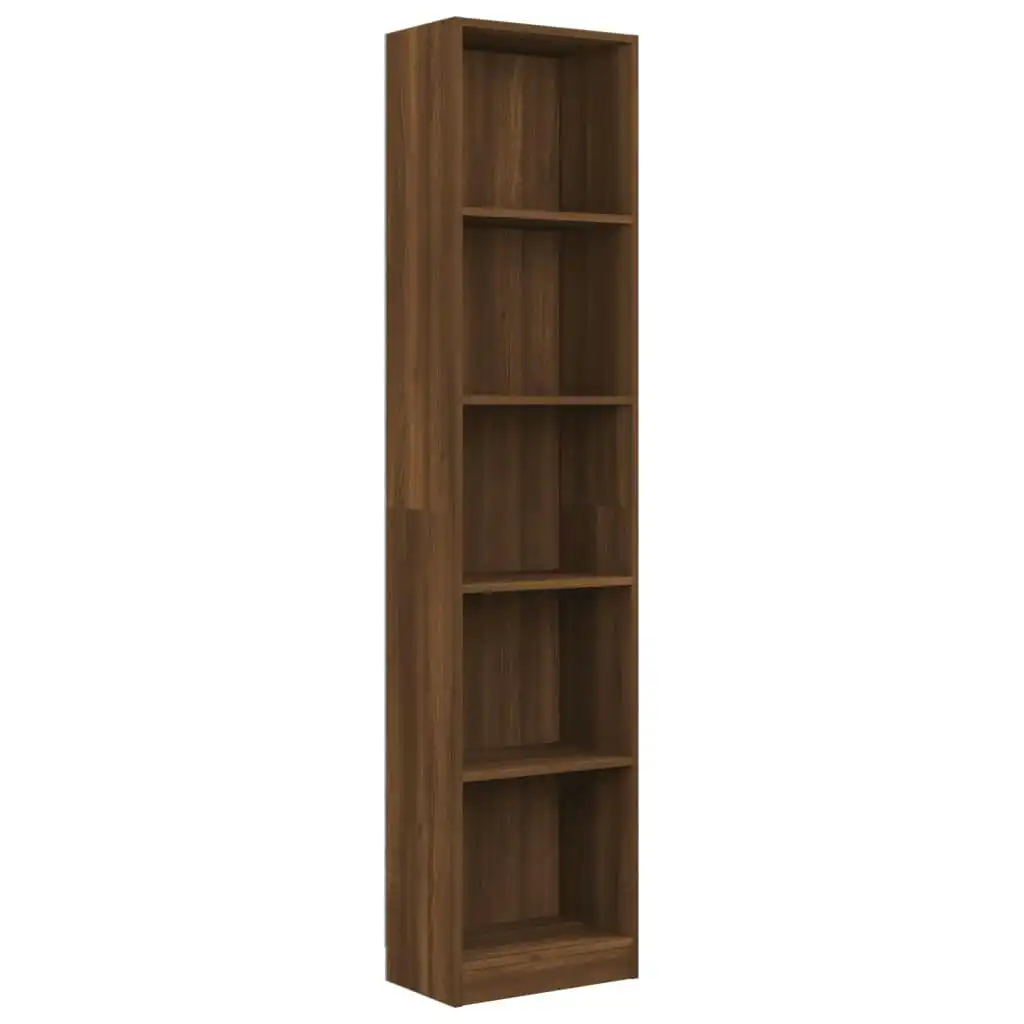 5-Tier Book Cabinet Brown Oak 40x24x175 cm Engineered Wood 816070