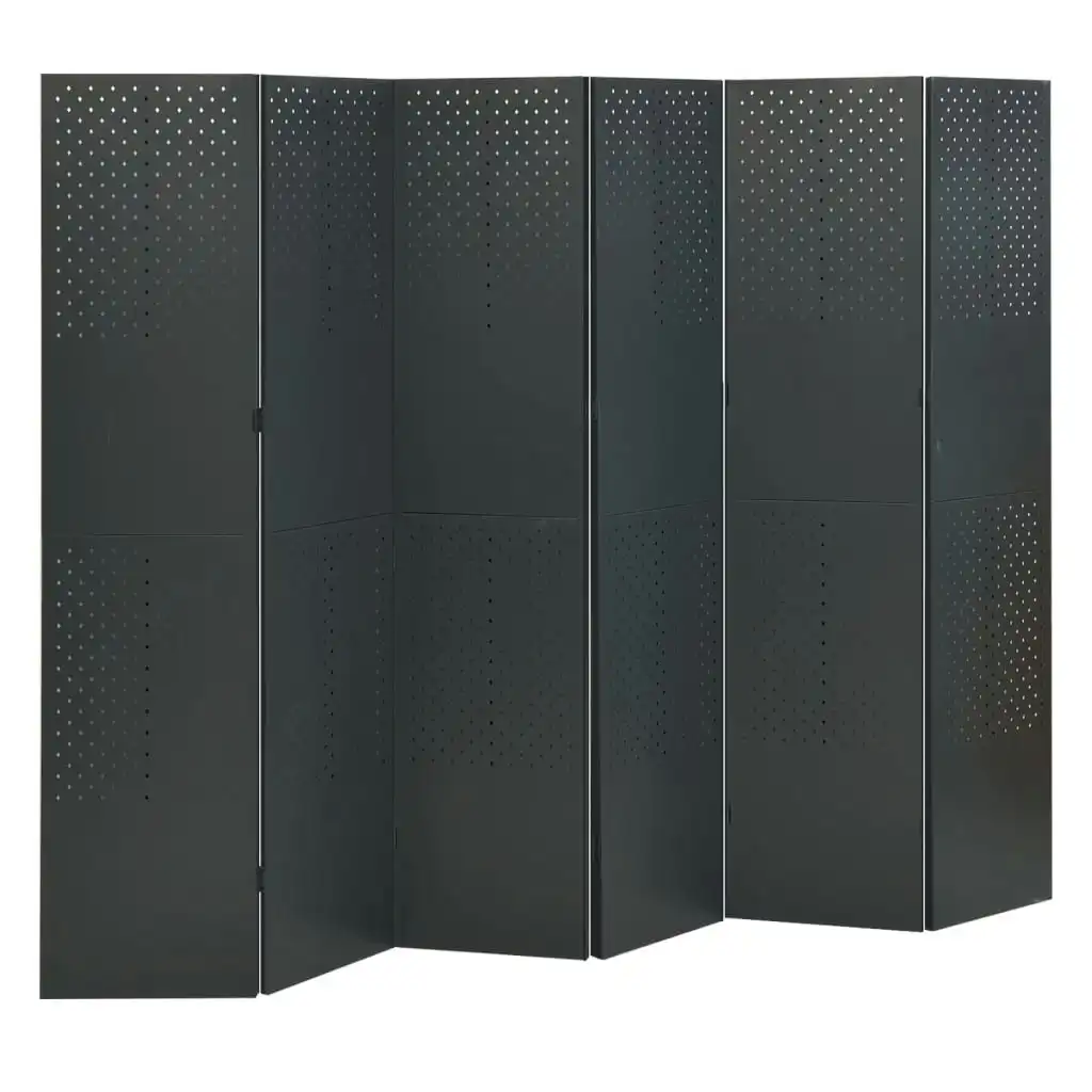 6-Panel Room Divider Anthracite 240x180 cm Steel 335906