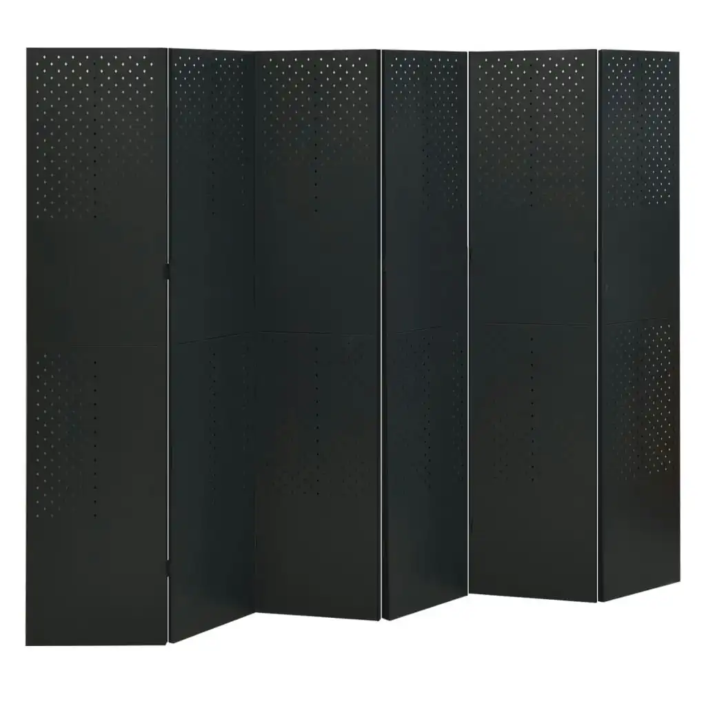 6-Panel Room Divider Black 240x180 cm Steel 335904