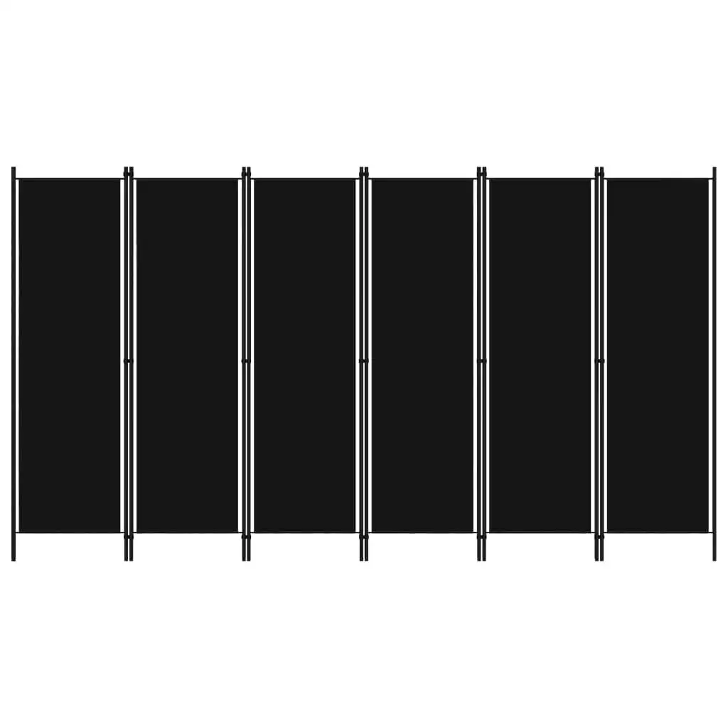 6-Panel Room Divider Black 300x180 cm 320730