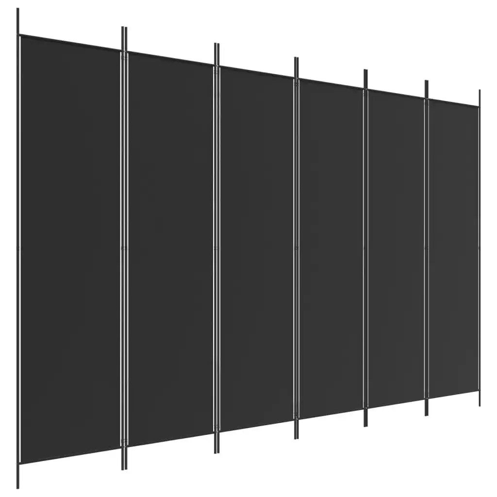 6-Panel Room Divider Black 300x200 cm Fabric 350193