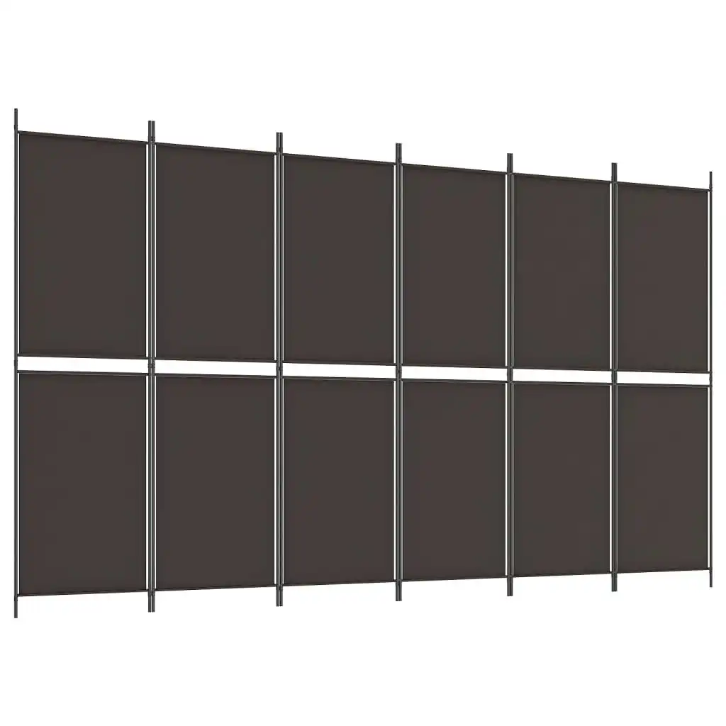 6-Panel Room Divider Brown 300x180 cm Fabric 350223