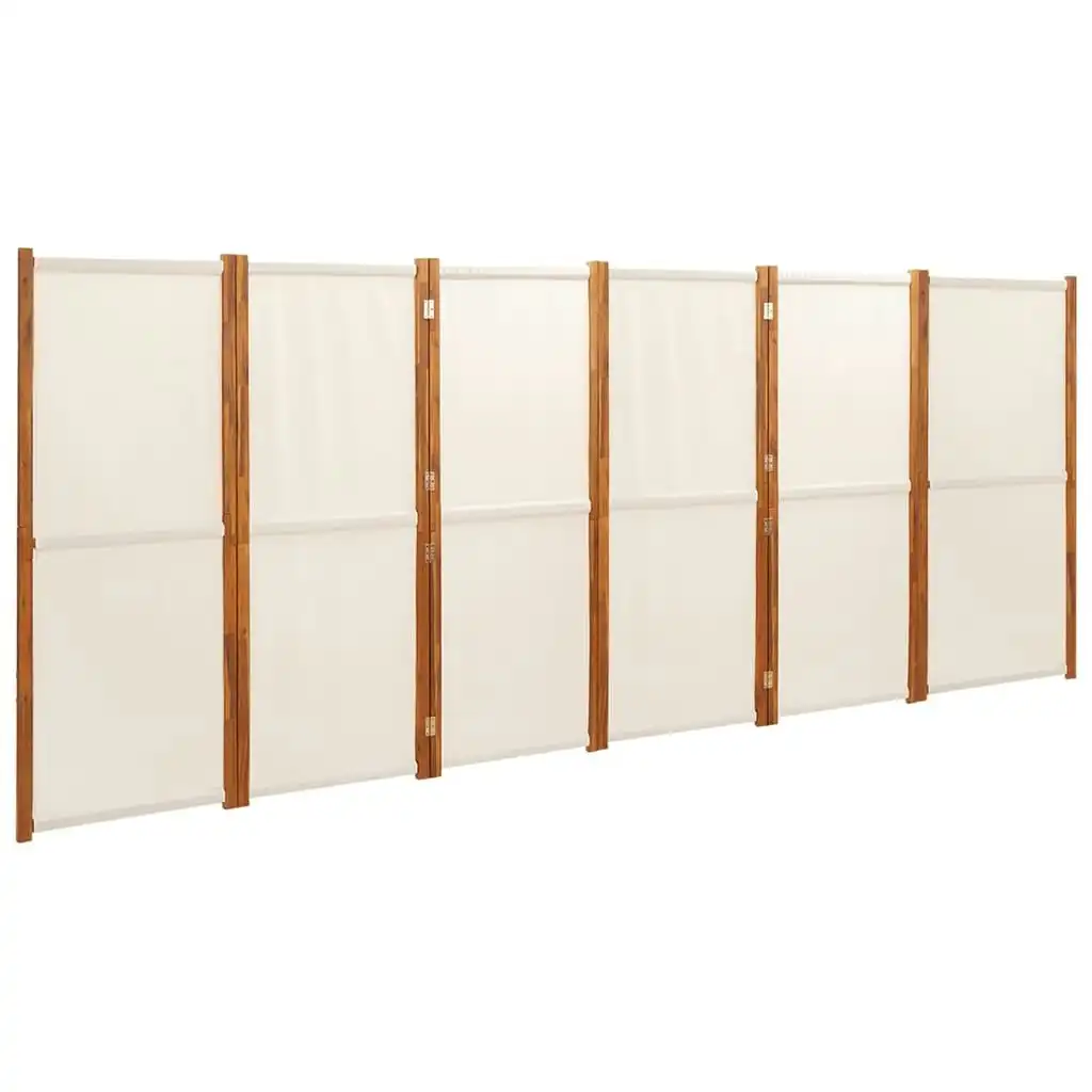 6-Panel Room Divider Cream White 420x180 cm 319186