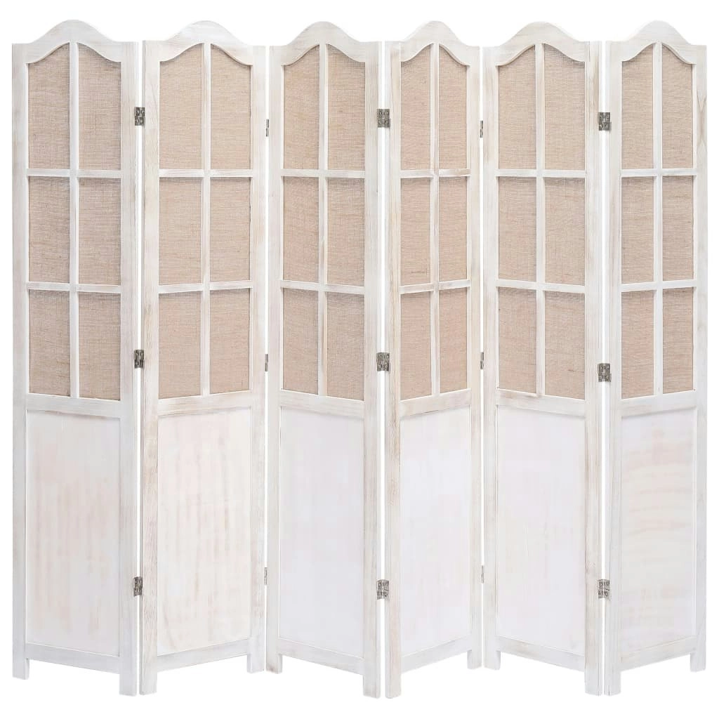 6-Panel Room Divider White 210x165 cm Fabric 284222