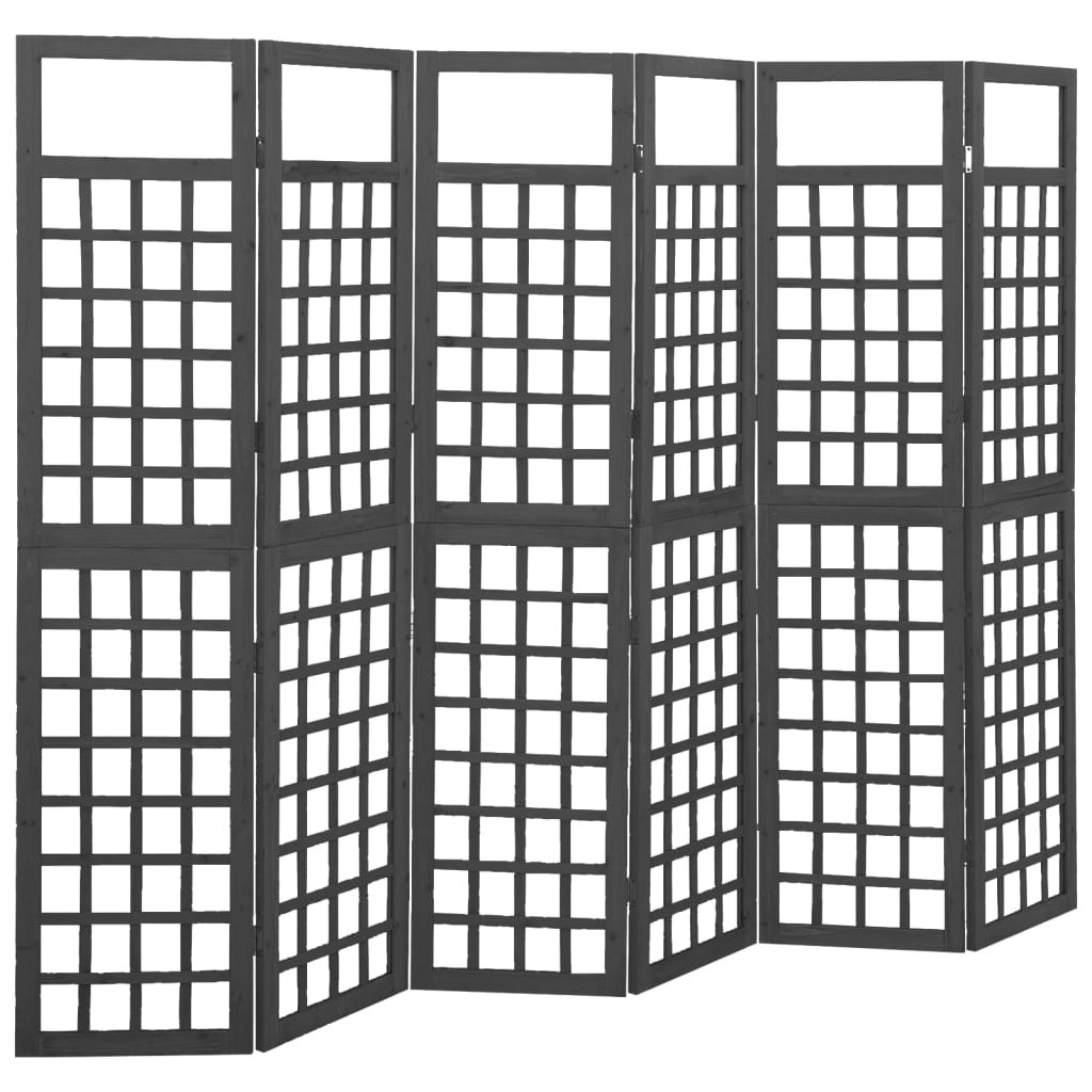 6-Panel Room Divider/Trellis Solid Fir Wood Black 242.5x180 cm 316485