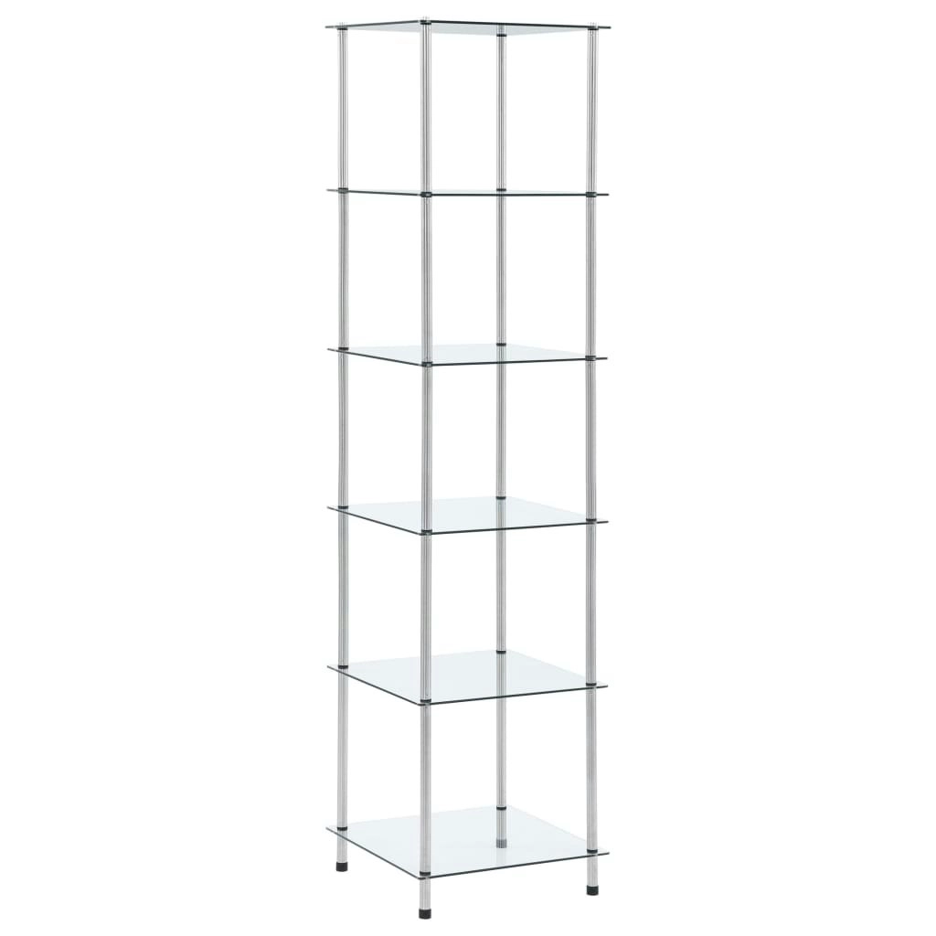 6-Tier Shelf Transparent 40x40x160 cm Tempered Glass 249507