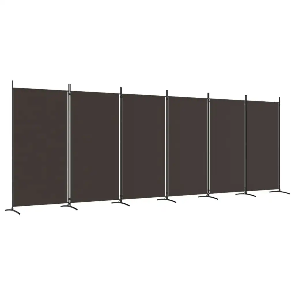 6-Panel Room Divider Brown 520x180 cm Fabric 350271