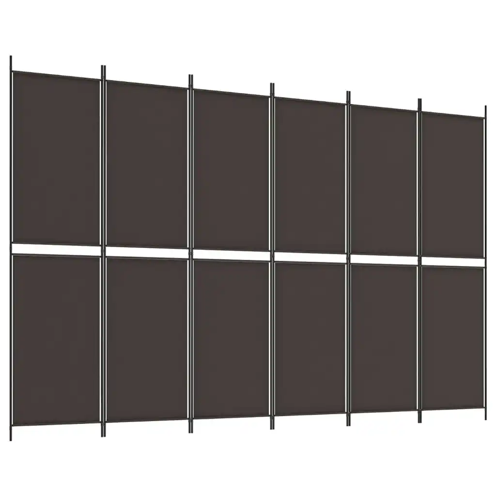 6-Panel Room Divider Brown 300x200 cm Fabric 350239