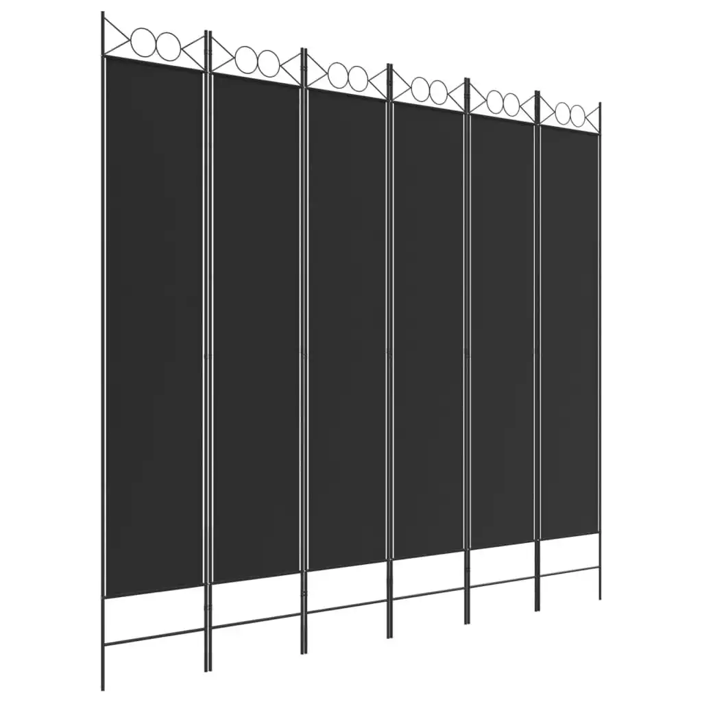 6-Panel Room Divider Black 240x220 cm Fabric 350177