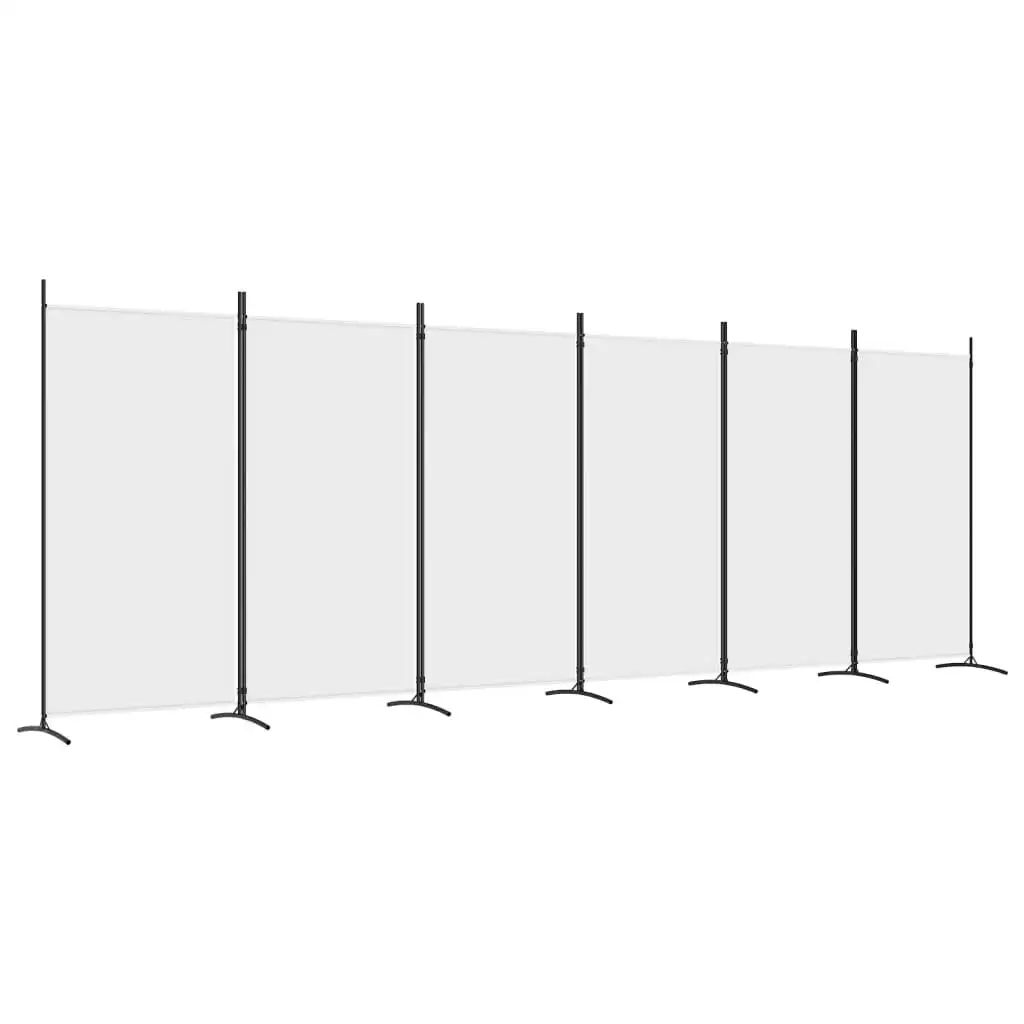 6-Panel Room Divider White 520x180 cm Fabric 350270