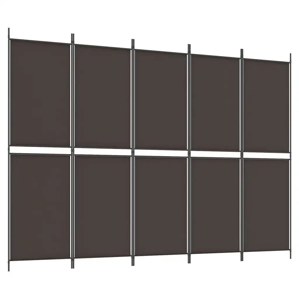 5-Panel Room Divider Brown 250x180 cm Fabric 350219