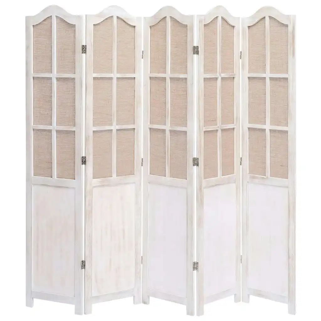 5-Panel Room Divider White 175x165 cm Fabric 284221