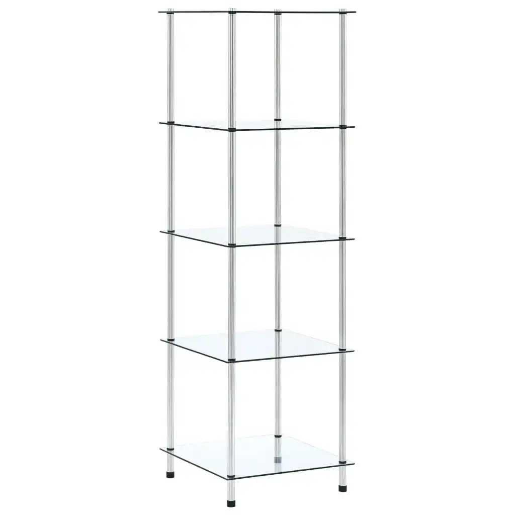 5-Tier Shelf Transparent 40x40x130 cm Tempered Glass 249506