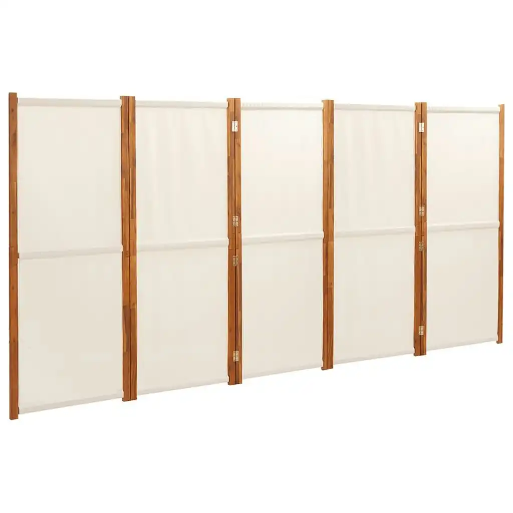 5-Panel Room Divider Cream White 350x180 cm 319185