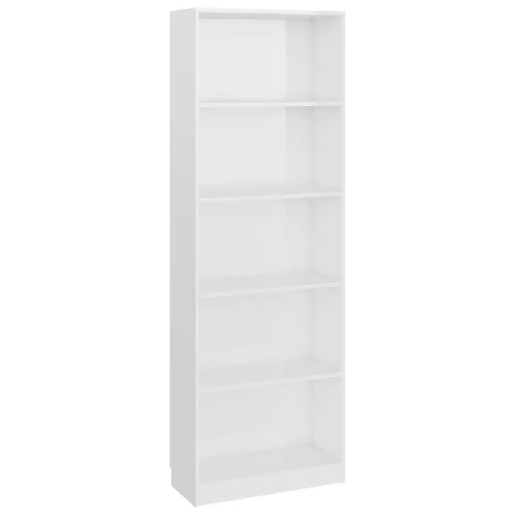 5-Tier Book Cabinet High Gloss White 60x24x175 cm Engineered Wood 800888