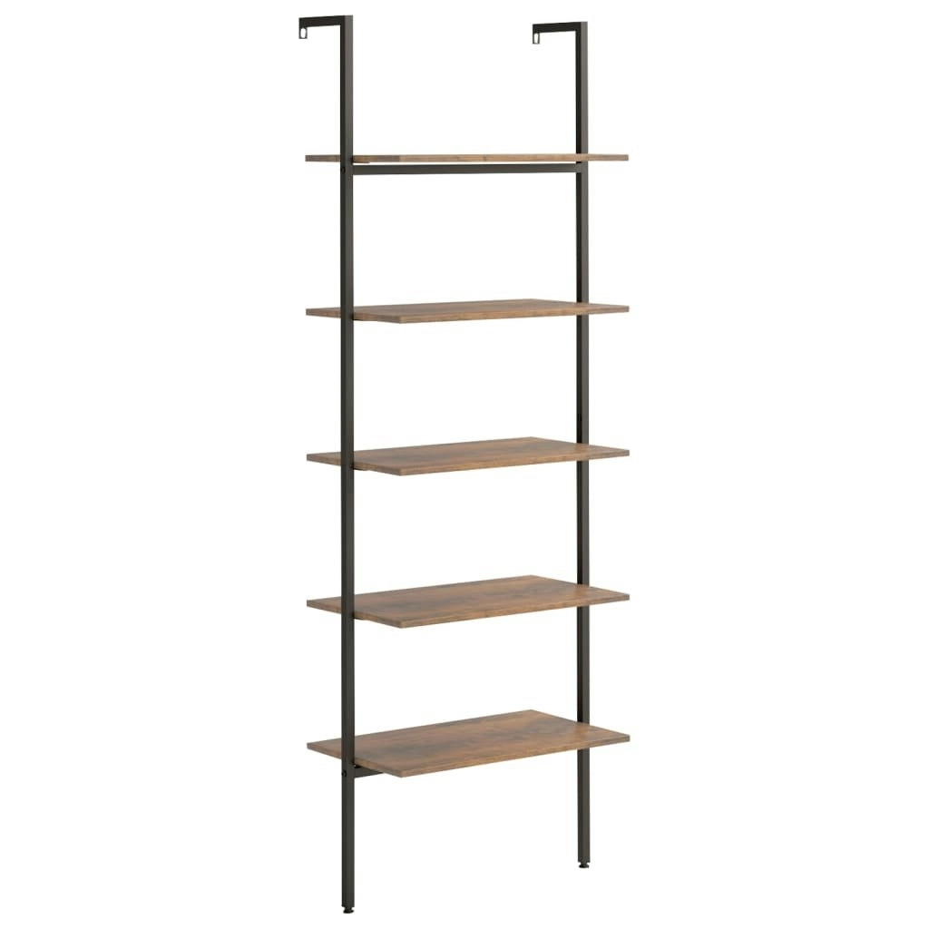 5-Tier Leaning Shelf Dark Brown and Black 64x35x185 cm 336386