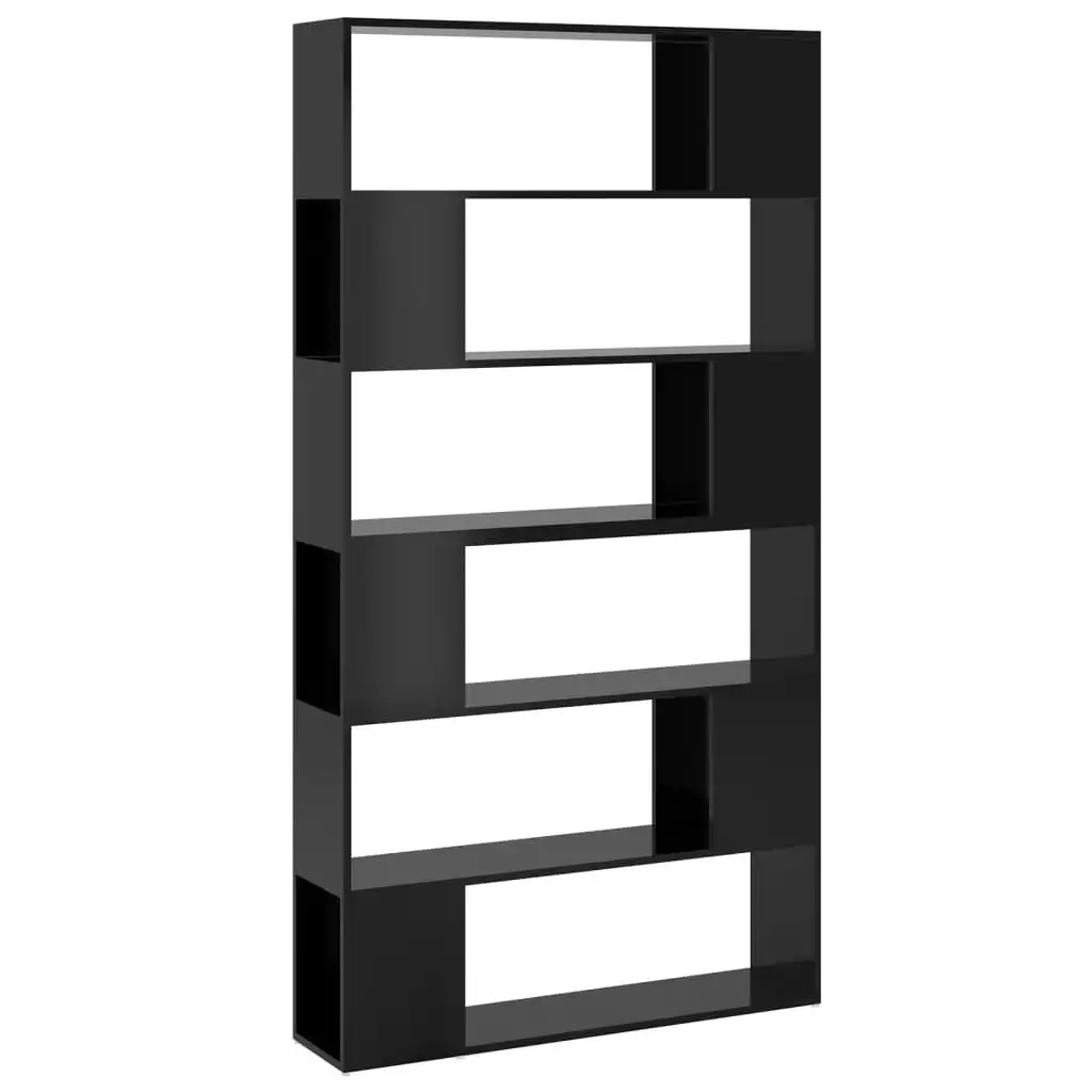 Book Cabinet Room Divider High Gloss Black 100x24x188 cm 3082078