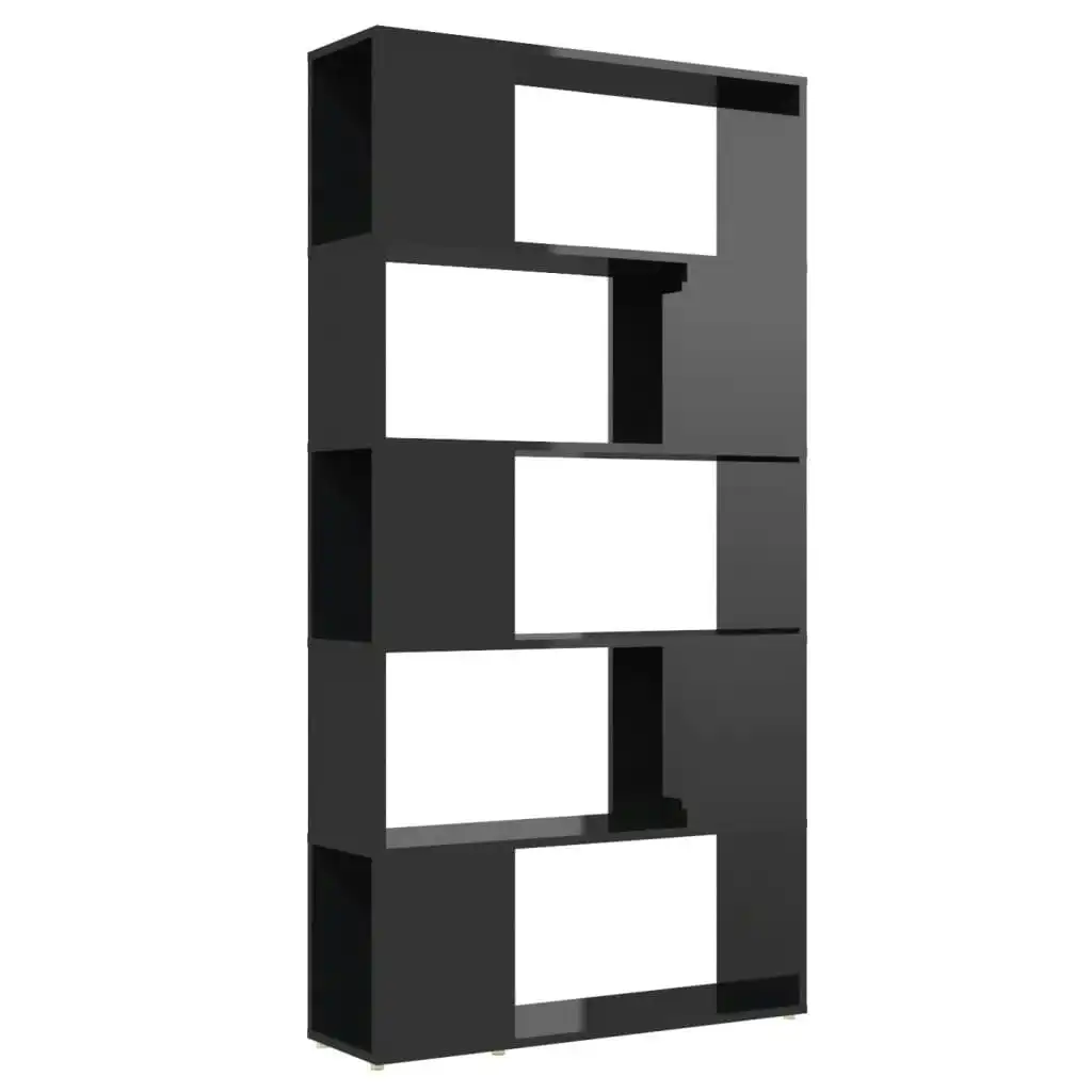 Book Cabinet Room Divider High Gloss Black 80x24x155 cm Engineered Wood 809150