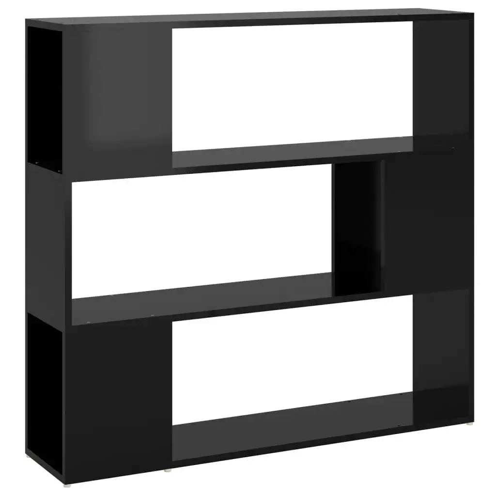 Book Cabinet Room Divider High Gloss Black 100x24x94 cm 809186