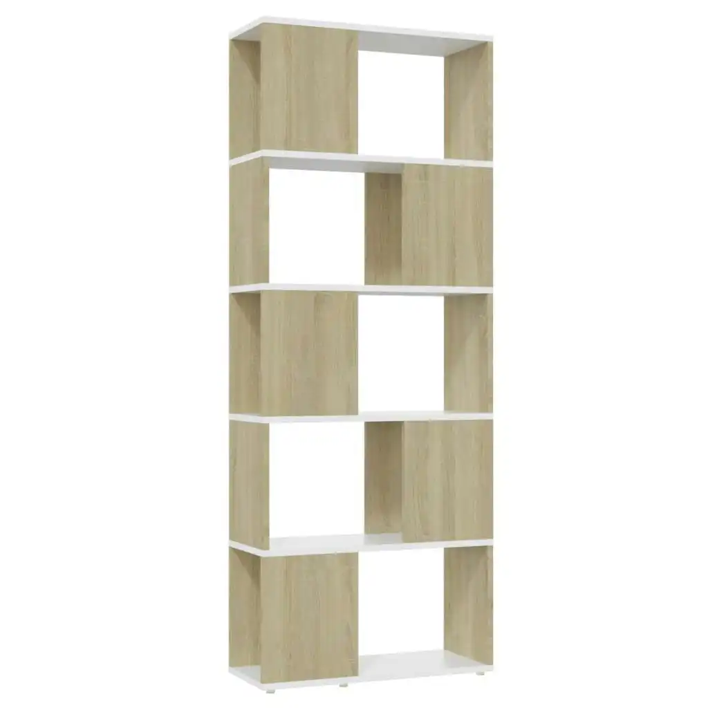 Book Cabinet Room Divider White&Sonoma Oak 60x24x155 cm 809094