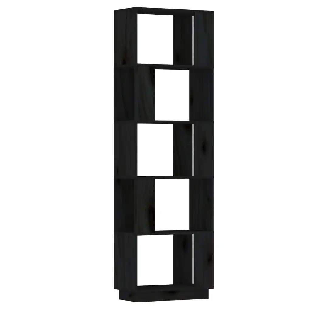 Book Cabinet/Room Divider Black 51x25x163.5 cm Solid Wood Pine 814048