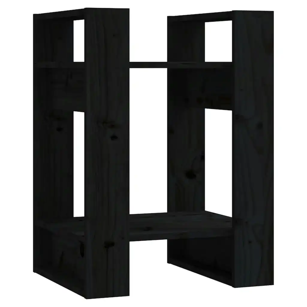 Book Cabinet/Room Divider Black 41x35x57 cm Solid Wood Pine 813858