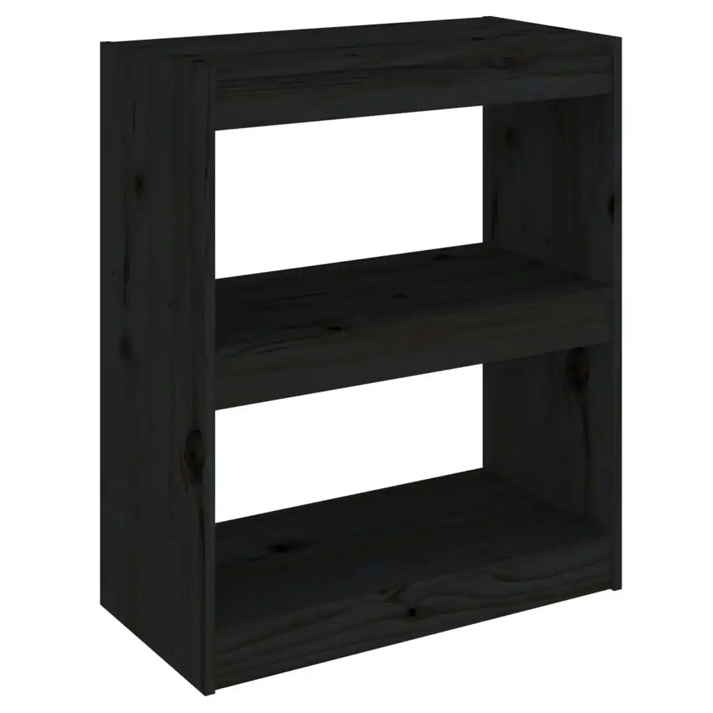 Book Cabinet/Room Divider Black 60x30x71.5 cm Solid Wood Pine 808162