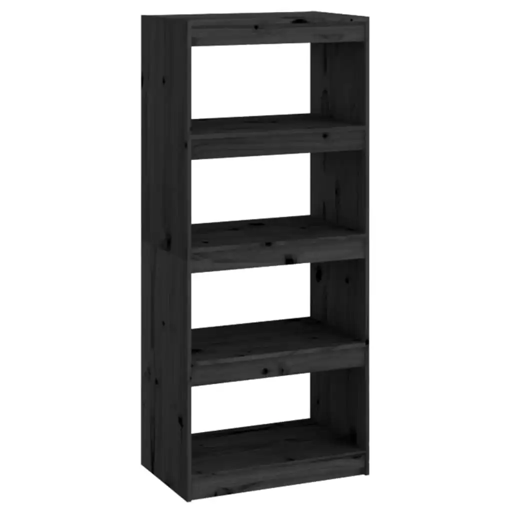 Book Cabinet/Room Divider Black 60x30x135.5 cm Solid Wood Pine 808172