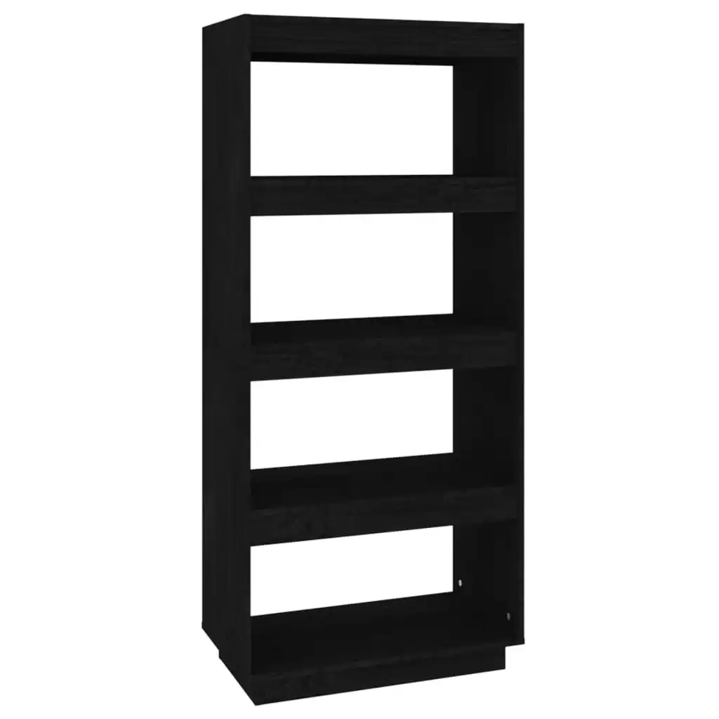 Book Cabinet/Room Divider Black 60x35x135 cm Solid Pinewood 810873