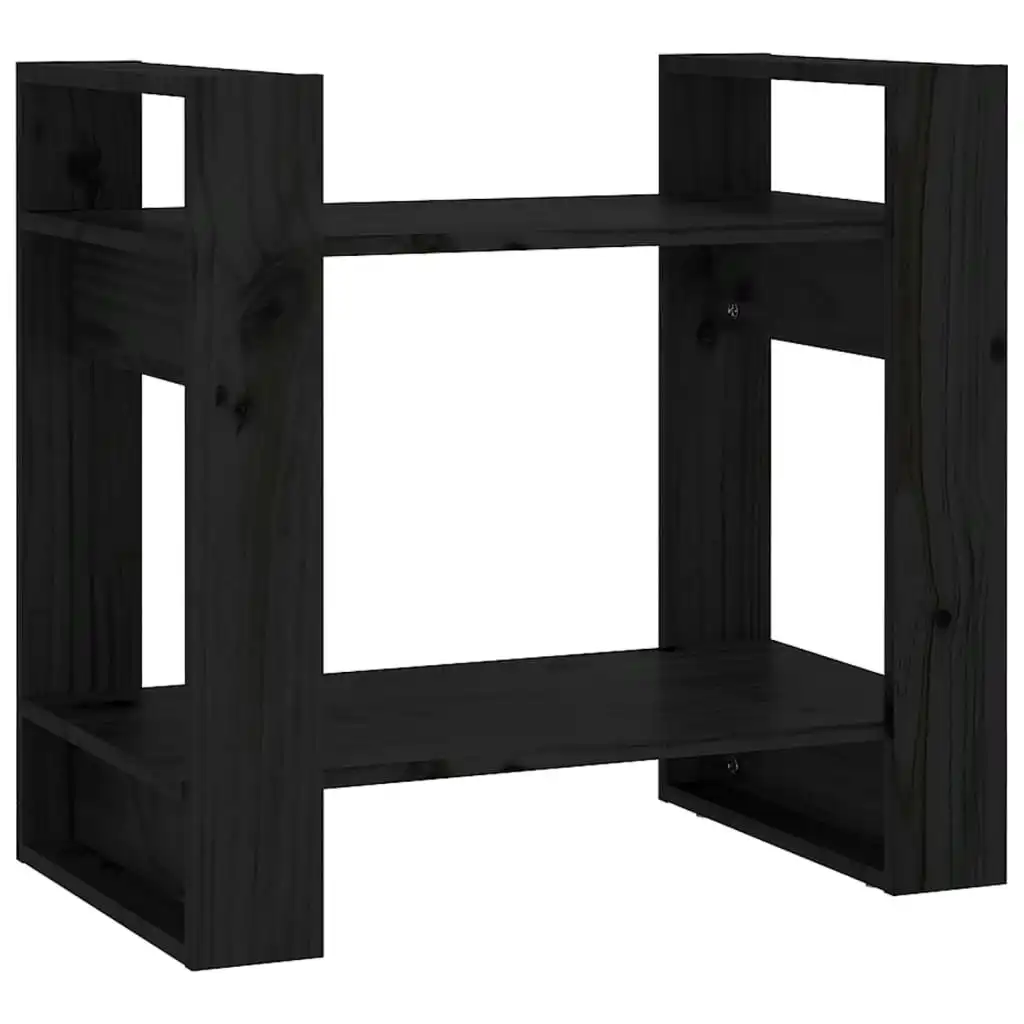 Book Cabinet/Room Divider Black 60x35x57 cm Solid Wood Pine 813878